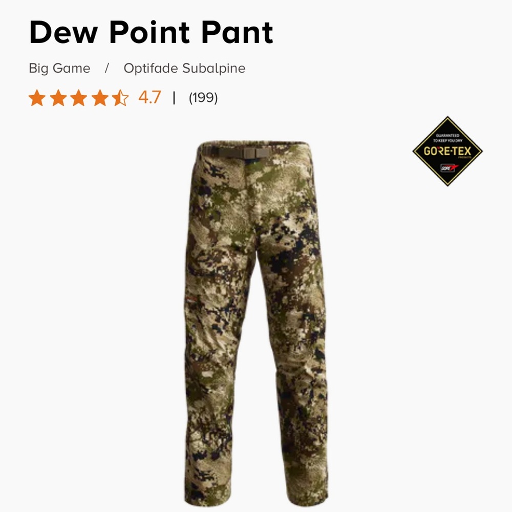 Men’s Sitka Dew Point Pant Size L